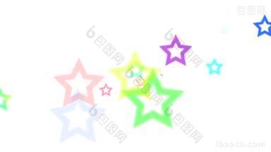 动态图形动画的随机彩色星星在白色背景高清晰度p和循环准备